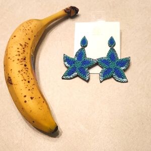 Laura Janelle Starfish Sequin Beaded Earrings NEW
